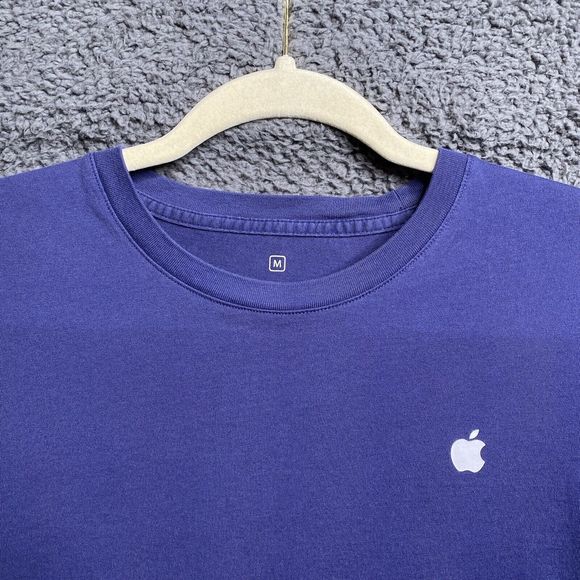 Apple Shirt Mens Medium Blue Macintosh Mac Employee Genius Uniform Long Sleeve - Picture 4 of 16